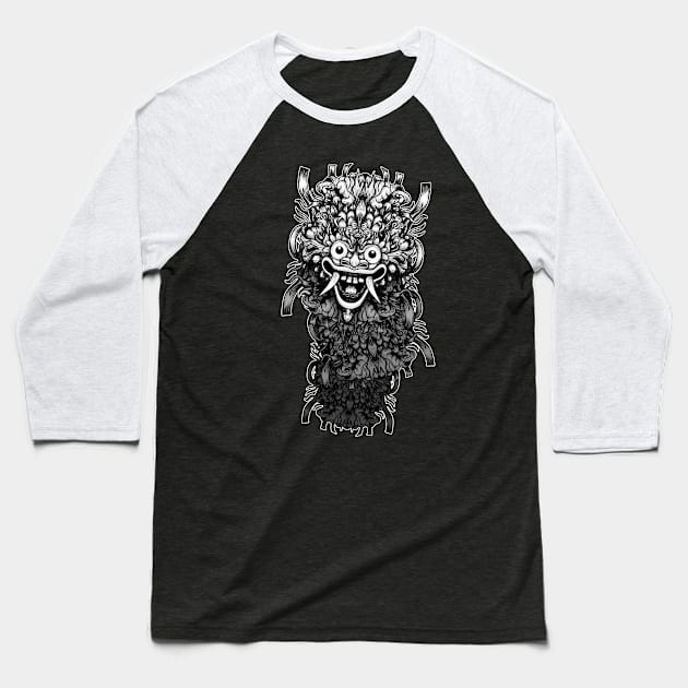 Bali Mask Baseball T-Shirt by fakeface